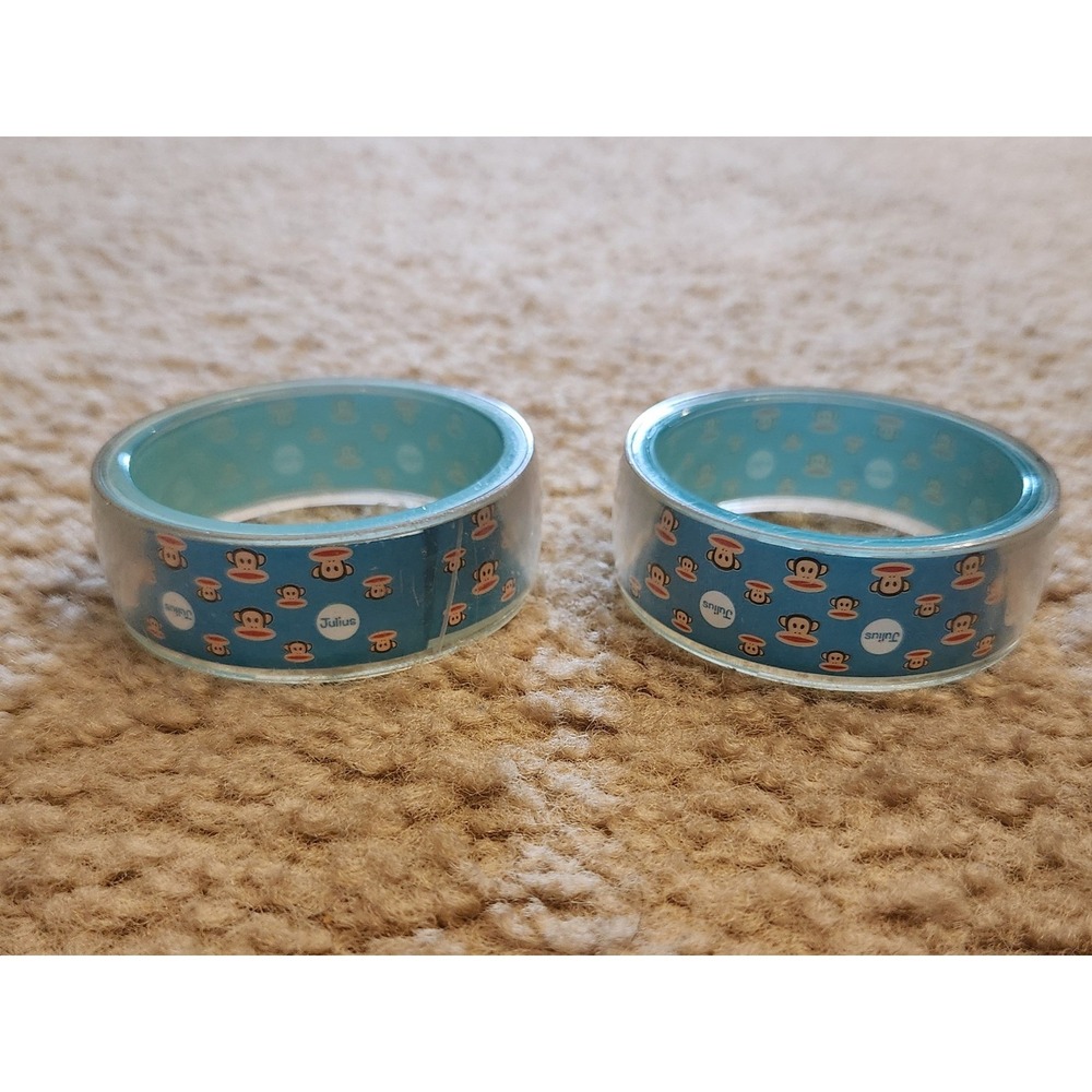 Paul Frank Julius the Monkey Resin Rings Set Blue Y2K Aesthetic Accessories 2pc